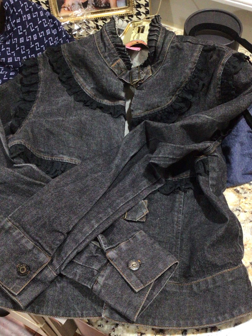 Denim Ruffle Trim Jacket $159 - Picture 6 of 6